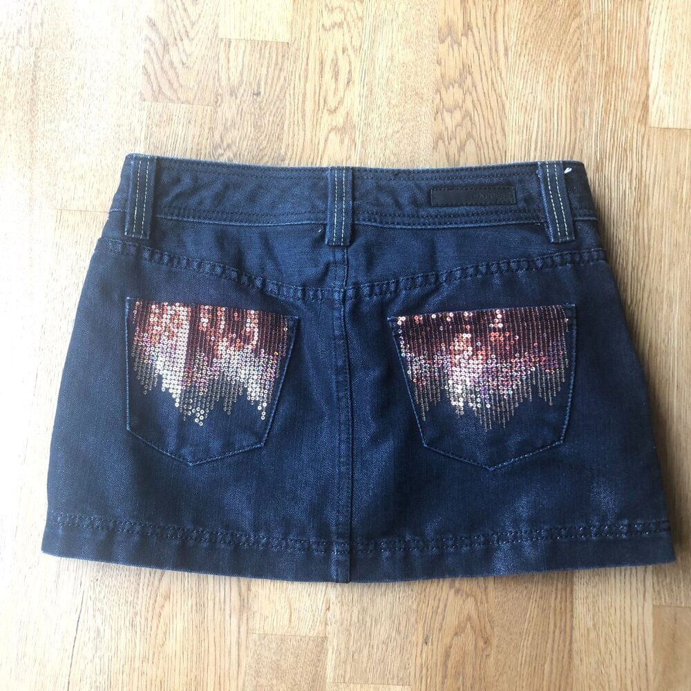 Express Denim Sequin Pocket Mini Skirt Shimmer Size 2